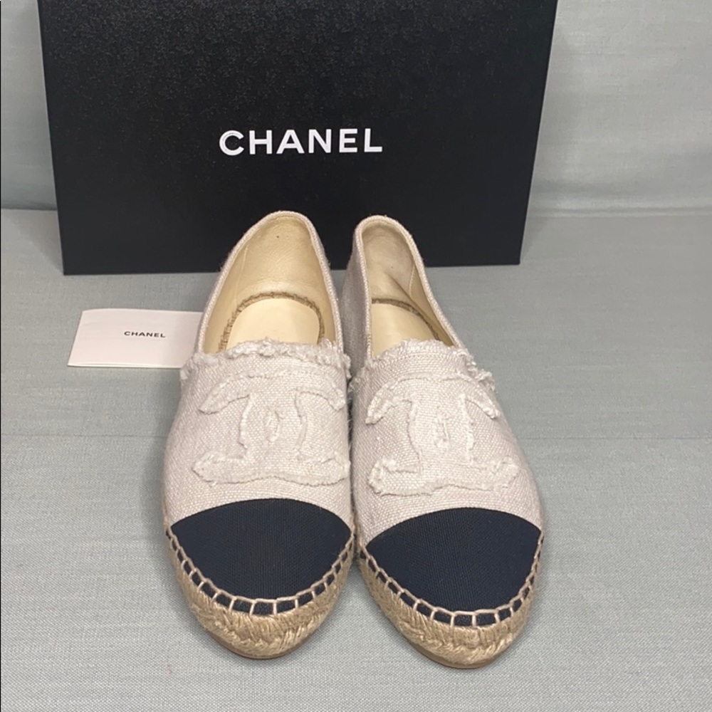 Chanel Linen Espadrilles Beige / Black size 38